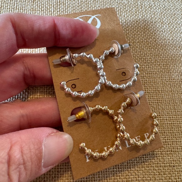 Plunder Silver and Gold Hoop Earrings - Picture 2 of 5